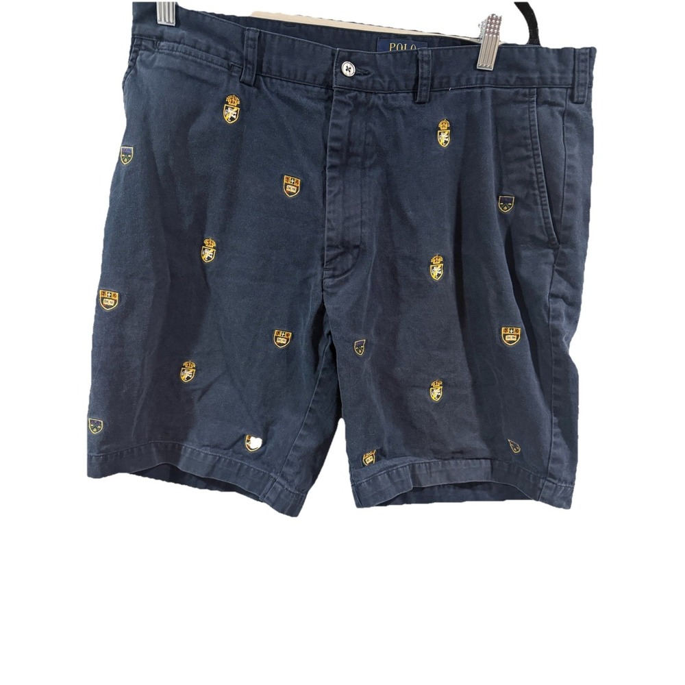 Polo Ralph Lauren Men Navy Embroidered Coat Arms Pickleball  Cricket Shorts  36
